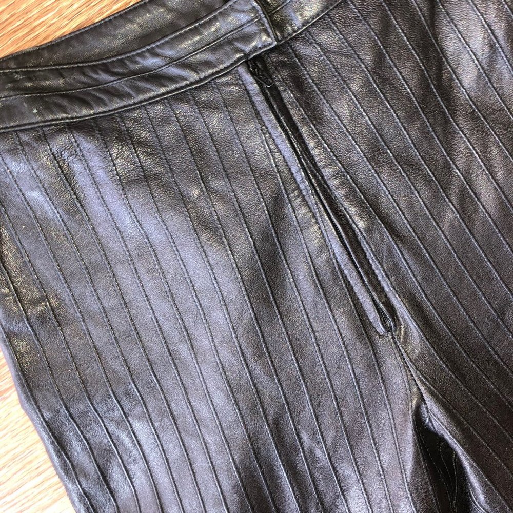Vintage Black Leather Bell Bottom Flare Pants
